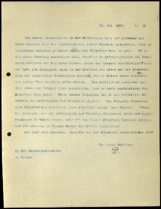 Bericht des ersten Sekretars an das General-Sekretariat