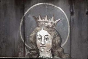 Maria, Christus, Engel und Heilige zwischen Ornamentfeldern