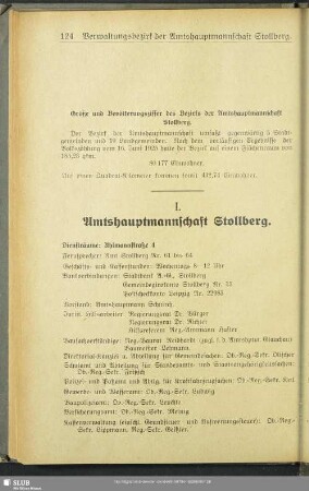 I. Behördenverzeichnis : I. Amtshauptmannschaft Stollberg