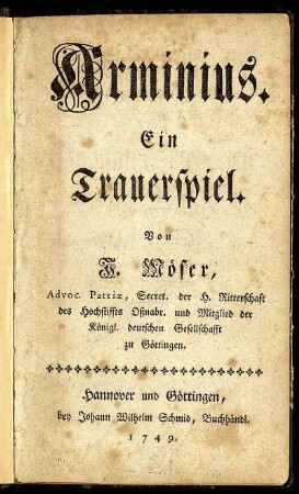 Arminius : Ein Trauerspiel