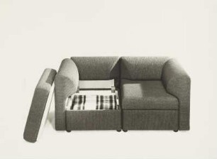 Sofa (Zweisitzer) : Konstruktionsteile für Sitzgruppe (Modell 5303) (1975; Polstermöbelkombinat Oelsa-Rabenau (PMK)). Zweisitzer