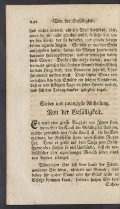 Sieben und zwanzigste Abtheilung. Von der Gefälligkeit