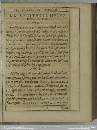 De Antithesi Hujus Doctrinae