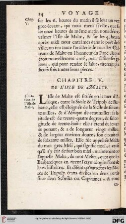 Chapitre V: De l'isle de Malte