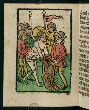 102v, Holzschnitt (Jesus wird die Kleidung weggenommen)