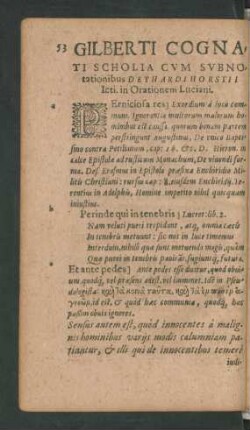 Gilberti Cognati Scholia Cum Subnotationibus Dethardi Horstii Icti. in Orationem Luciani.