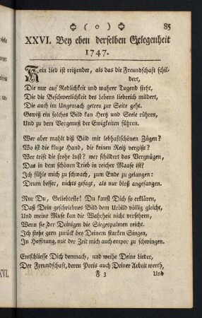 85-86, XXVI. Bey eben derselben Gelegenheit 1747