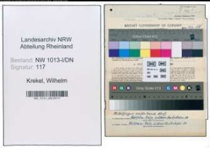 Entnazifizierung Wilhelm Krekel , geb. 04.10.1907 (Schlosser)