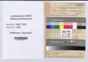 Entnazifizierung Hermann Hoffmann , geb. 26.08.1911 (Stadtinspektor)