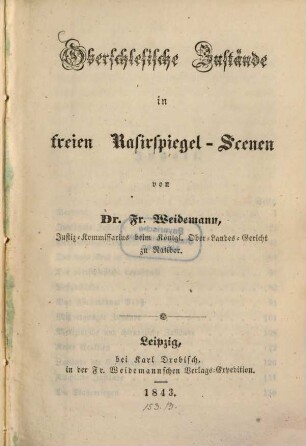 Oberschlesische Zustände in freien Rasirspiegel-Scenen