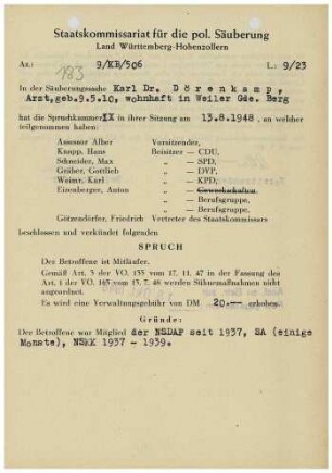 Dörenkamp, Karl, Dr.