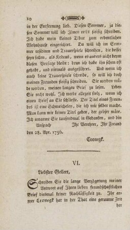 VI. Liebster Gellert