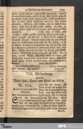 VIII. Abtheilung. Handelt vom Lob, Dank und Preis an Gott.