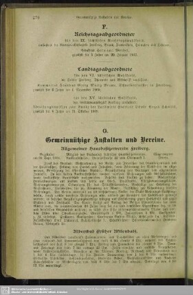F. Reichstagsabgeordneter, Landtagsabgeordnete