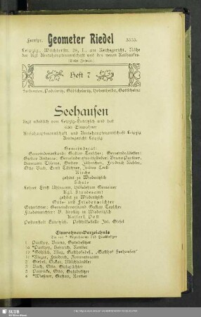 Heft 7. Seehausen, Podelwitz, Göbschelwitz, Hohenheida, Gottscheina