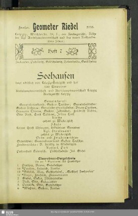Heft 7. Seehausen, Podelwitz, Göbschelwitz, Hohenheida, Gottscheina