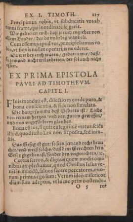 Ex Prima Epistola Pauli Ad Timotheum.