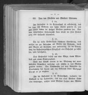 III. Von den Meistern und Meisters Wittwen.