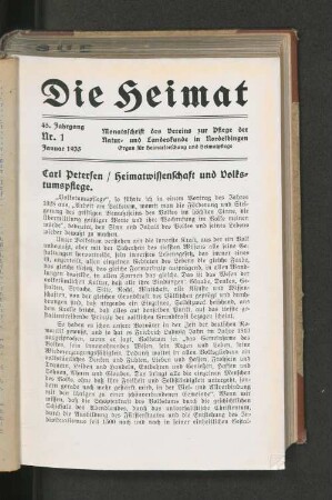 Heimatwissenschaft und Volks=tumspflege.