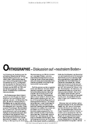 Orthographie-Diskussion auf "neutralem Boden"