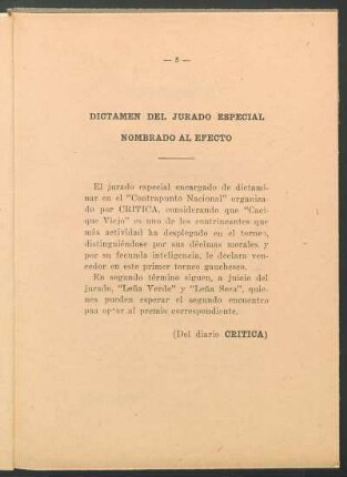 Dictamen del jurado especial nombrado al efecto