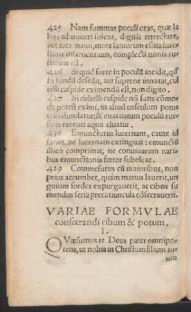 Variae Formulae consecrandi cibum & potum.