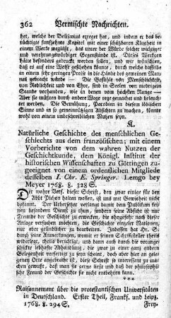 Natürlilche Geschichte des menschlichen Geschlechts.