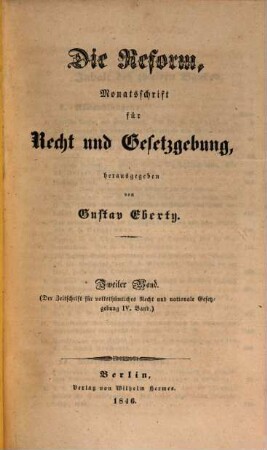 Zeitschrift für volksthümliches Recht und nationale Gesetzgebung. 4. 1846