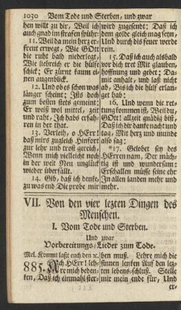 VII. Von den vier lezten Dingen des Menschen.
