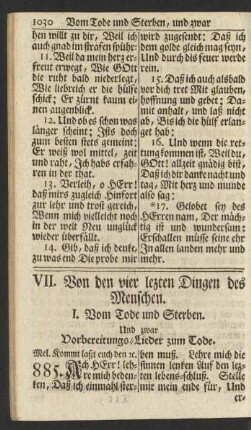 VII. Von den vier lezten Dingen des Menschen.