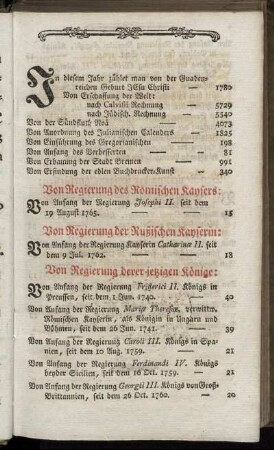 Von Regierung des Römischen Kaysers. - Erklärung der Charactere.