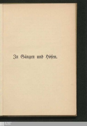 In Gängen und Höfen : eine Hamburger Erzählung