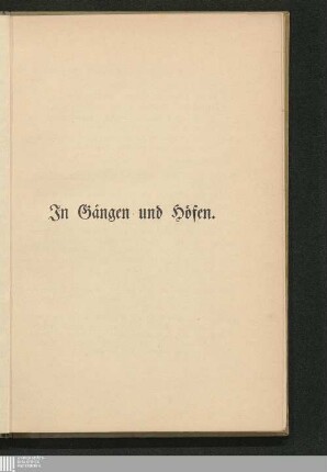In Gängen und Höfen : eine Hamburger Erzählung