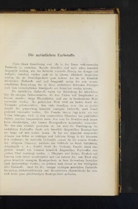 Die natürlichen Farbstoffe.