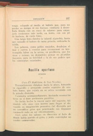 Auxilio oportuno : Cuento