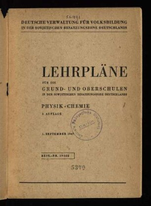 1947: Physik, Chemie