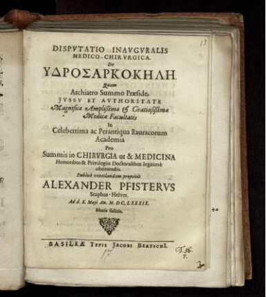 Disputatio Inauguralis Medico-Chirurgica. De Ydrosarkokēlē