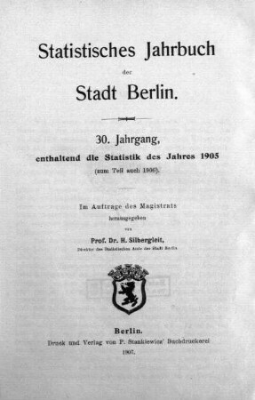 30.1905: Statistisches Jahrbuch der Stadt Berlin