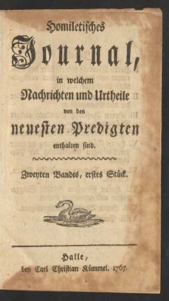Zweyten Bandes, erstes Stück