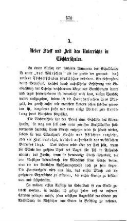 Ueber Stoff und Zeit des Unterrichts in Töchterschulen