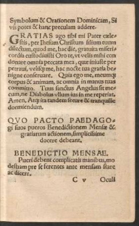 Quo Pacto Paedagogi suos pueros Benedictionem Mensae & gratiarum actionem, simplicissime docere debeant.