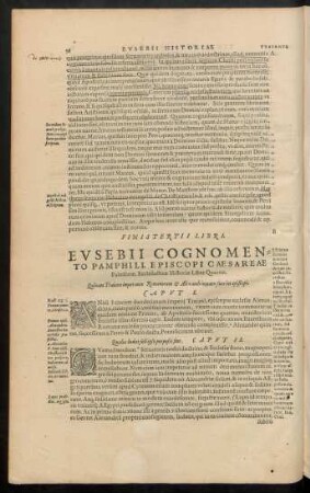 Eusebii ... Ecclesiasticae Historiae Liber Quartus.