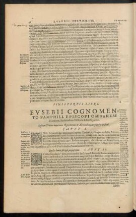 Eusebii ... Ecclesiasticae Historiae Liber Quartus.