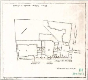 Fischer, Theodor; München, Lindwurmstr.; Garage, Tankstelle und Fahrschule Eibl - Lageplan