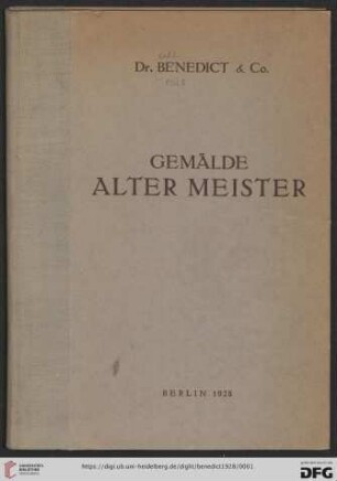 Gemälde alter Meister : Katalog der Ausstellung Dezember 1928