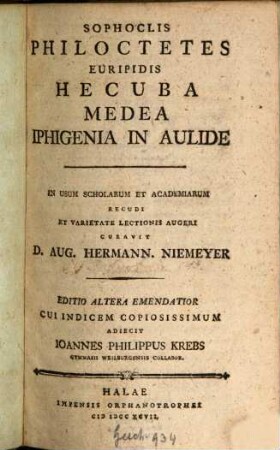 Sophoclis Philoctetes : Euripidis Hecuba Medea Iphigenia In Aulide