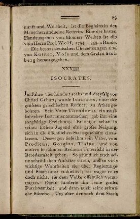 XXXIII. Isocrates. - XXXVI. Lysander.