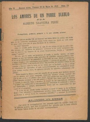 1920007300: Los amores de un pobre diablo