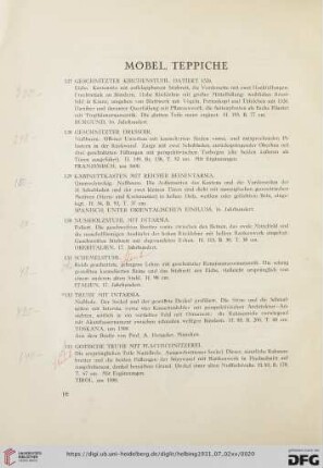Möbel, Teppiche (Nr. 127-160)