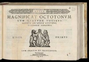 Jacobus de Kerle: Magnificat octo tonum cum quatuor vocibus. Liber primus. Altus
